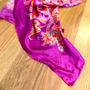 Vintage Large Lauren Ralph Lauren Fuschia Paisley Silk Scarf